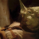 Yoda, preparing for a nap of his own. Sort of. He’s just resting his eyes forever, kids.